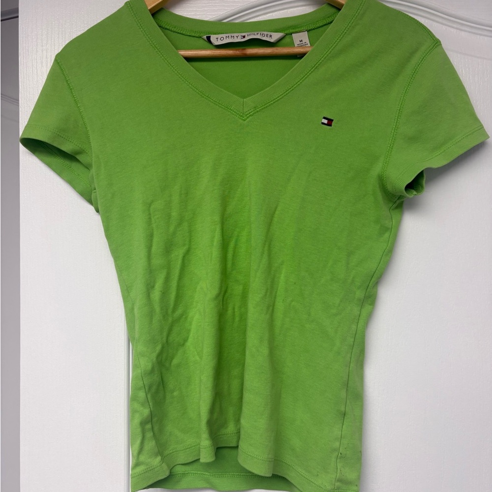 Tommy Hilfiger Green Fitted Short Sleeve Tee